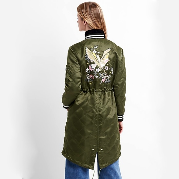 Gap LE Long Quilted Bomber Sz S NWOT - Picture 2 of 7